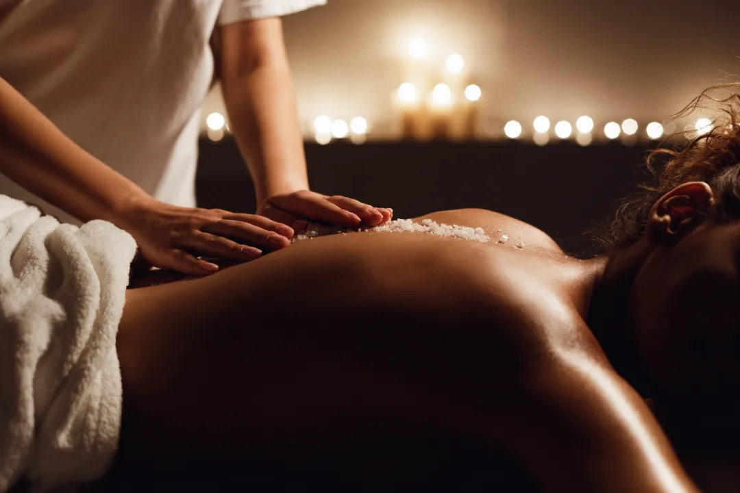 This person is geting Swedish Massage on a portable Massage bed in his apartnent in dubai.