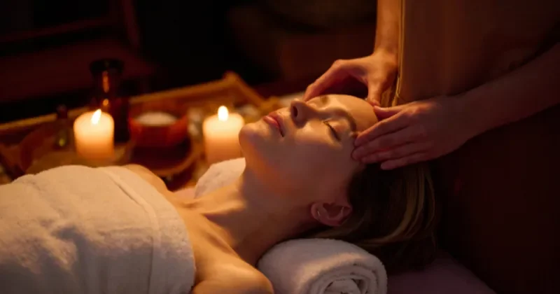 This person is geting Balinese Massage on a portable Massage bed in his apartnent in dubai.